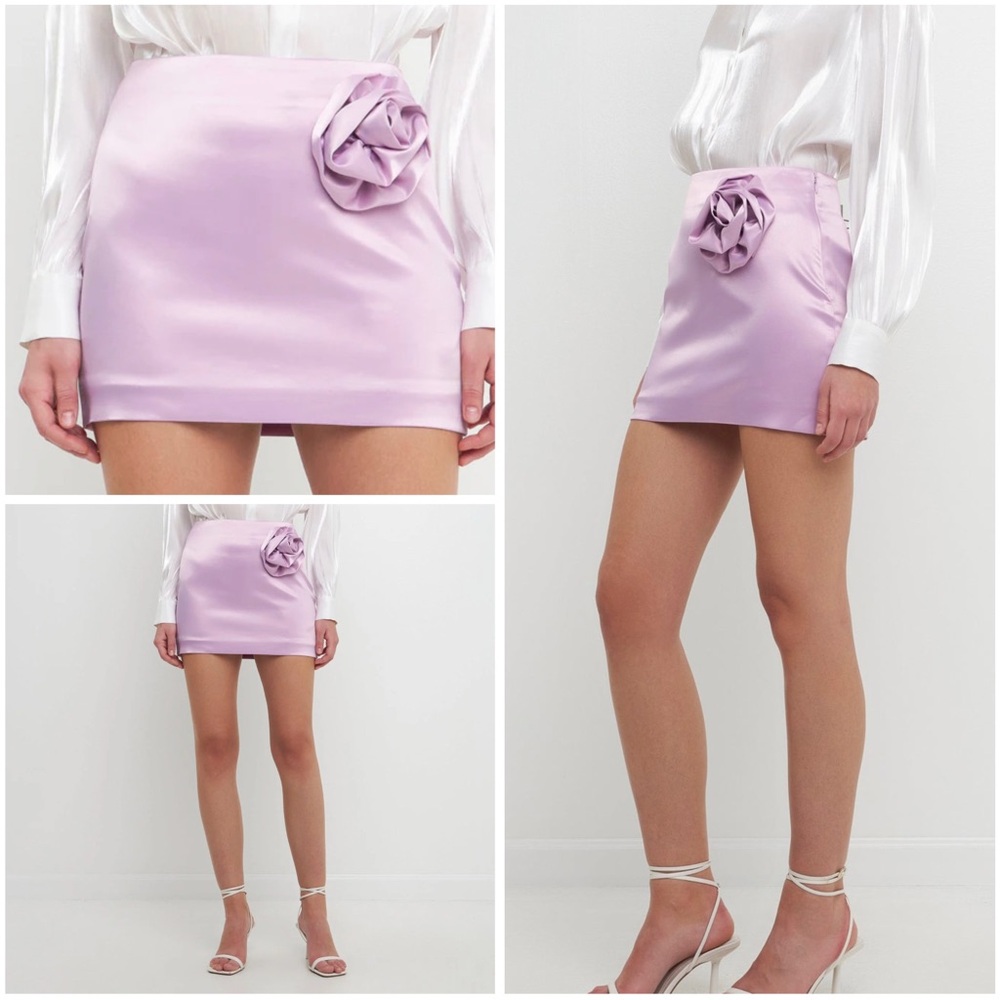 Endless Rose NWOT Purple Lavender Satin Corsage Trim Mini Skirt